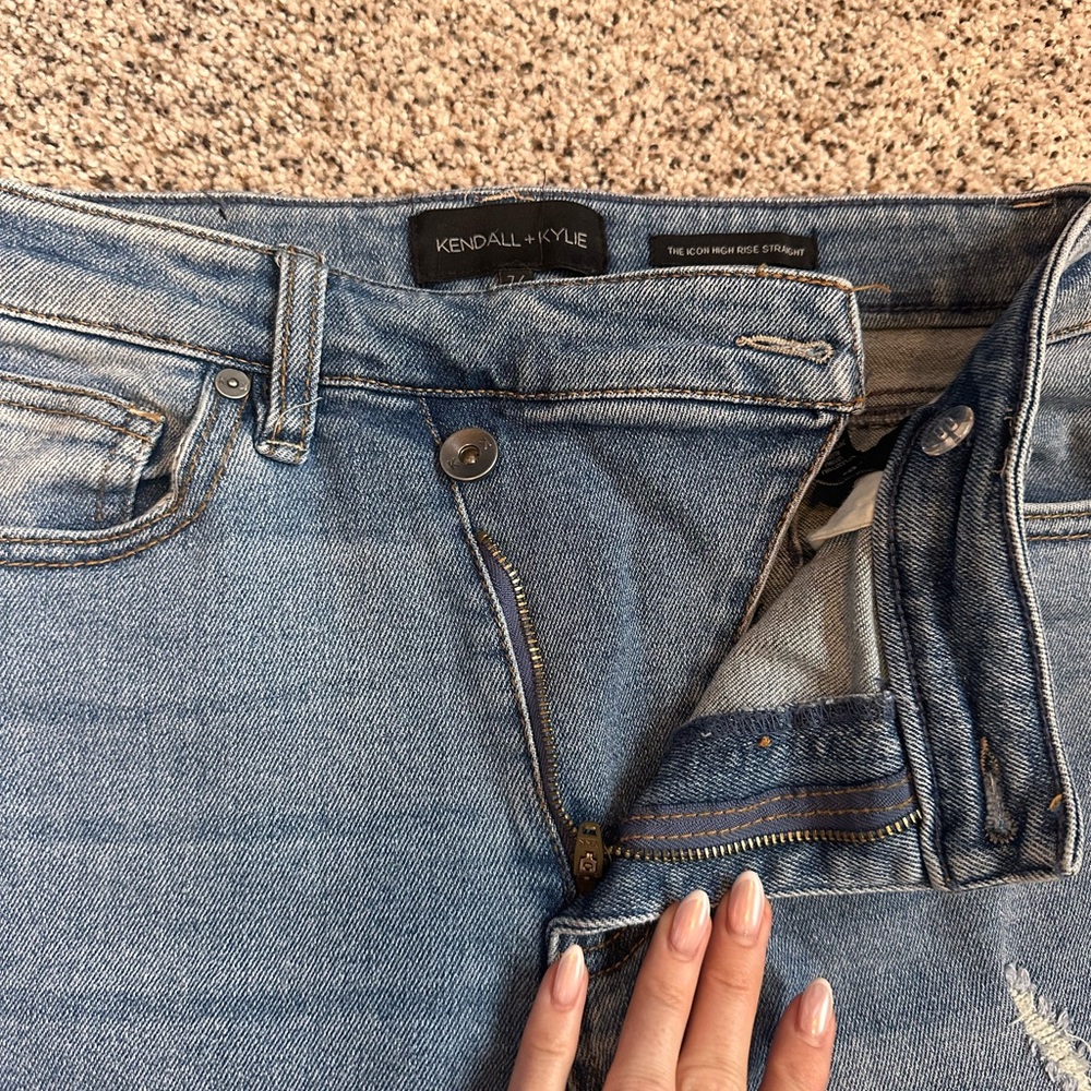 Kendall & Kylie Distressed Blue Boyfriend Jeans - Picture 4 of 5